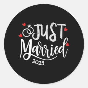 Just Married 2025 - Braut- und Hochzeitsrennen Runder Aufkleber