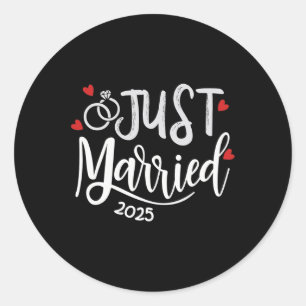 Just Married 2025 - Braut- und Hochzeitsrennen Runder Aufkleber