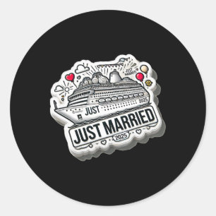 Just Married 2025 Wedding Rings Matching Couple Ne Runder Aufkleber