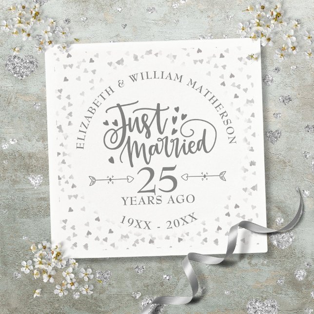 Just Married 25. Hochzeitstag Serviette (Just Married 25th Wedding Anniversary Napkins)