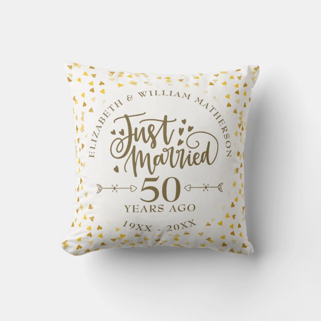 Just Married 50. Hochzeitstag Foto Kissen (Vorderseite)