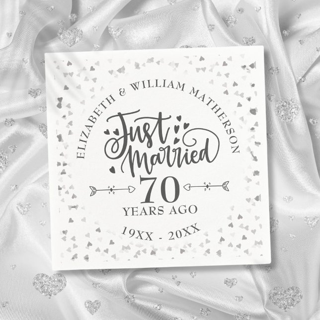Just Married 70. Wedding Jubiläum Serviette (Just Married 70th Wedding Anniversary Napkins)