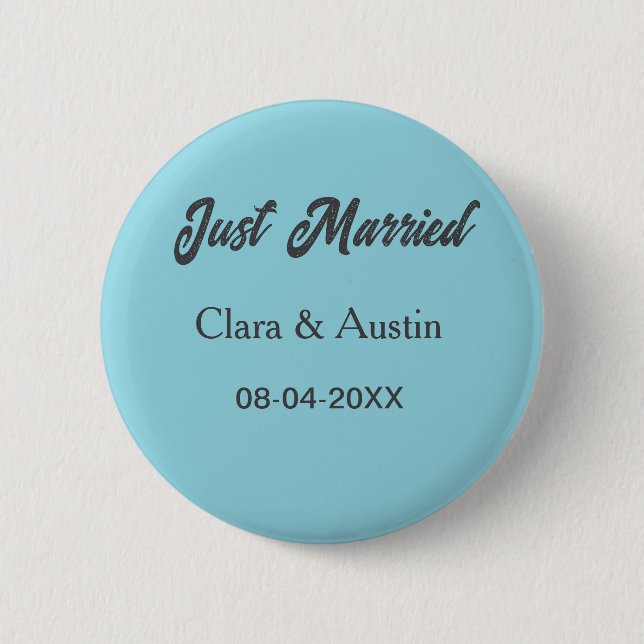 Just Married add couple name date year wedding sim Button (Vorderseite)