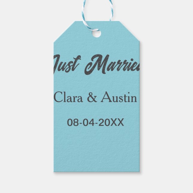 Just Married add couple name date year wedding sim Geschenkanhänger (Vorderseite)