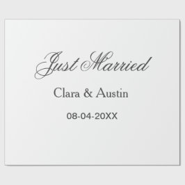 Just Married add couple name date year wedding sim Geschenkpapier