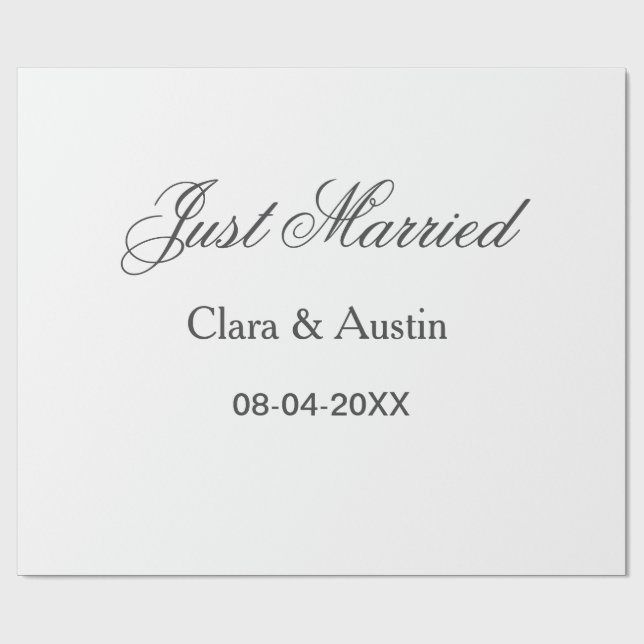 Just Married add couple name date year wedding sim Geschenkpapier (Flach)