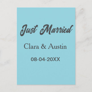 Just Married add couple name date year wedding sim Postkarte