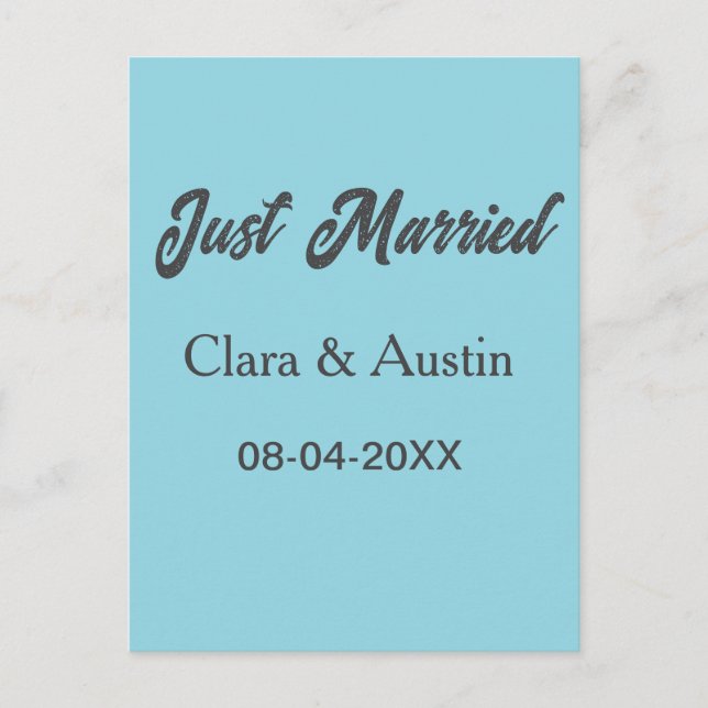 Just Married add couple name date year wedding sim Postkarte (Vorderseite)