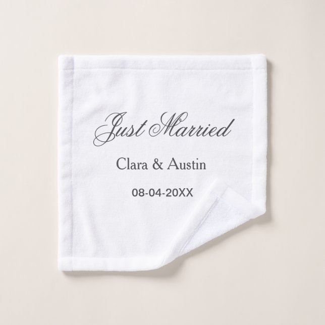 Just Married add couple name date year wedding sim Waschlappen (Waschlappen)