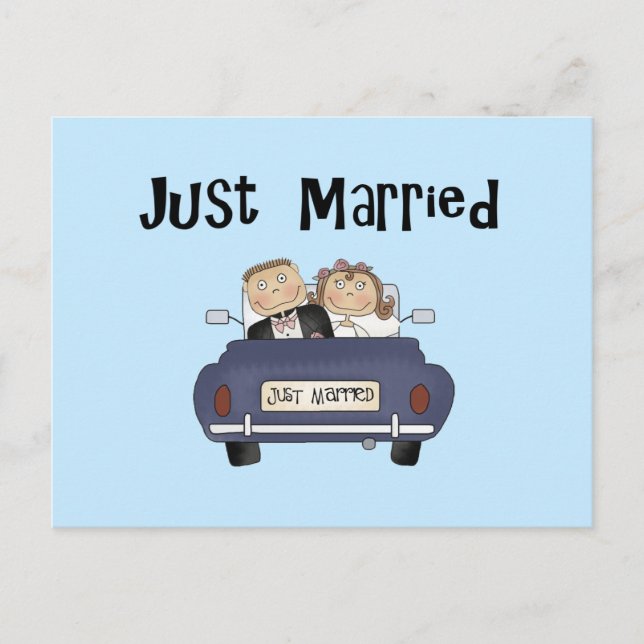 Just Married Ankündigungspostkarte (Vorderseite)
