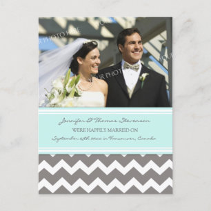 Just Married Announcement Foto Postkarten Grau