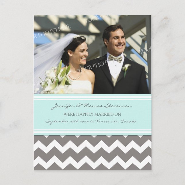 Just Married Announcement Foto Postkarten Grau (Vorderseite)