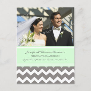 Just Married Announcement Foto Postkarten Grau