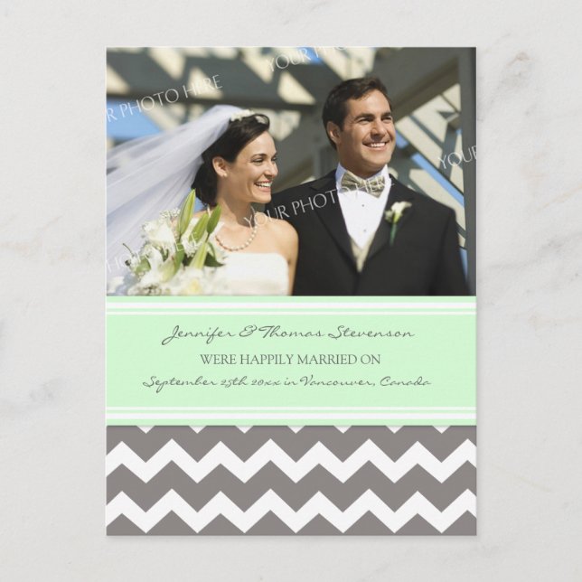 Just Married Announcement Foto Postkarten Grau (Vorderseite)