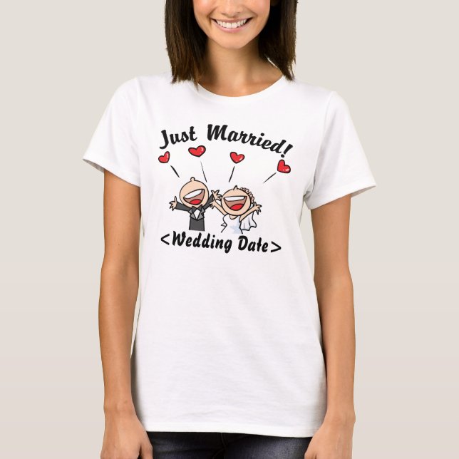 Just Married (Art Wedding Date) T-Shirt (Vorderseite)