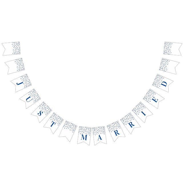 Just Married Banner Dark Blue Silver Confetti (Alle)