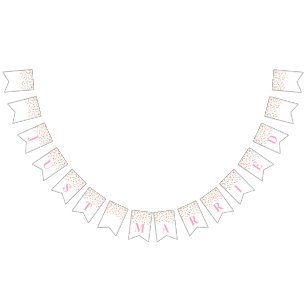 Just Married Banner Pink Gold Confetti