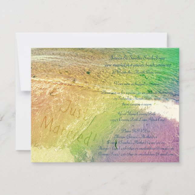 Just Married Beach Einladung (Vorderseite)