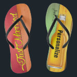Just Married Beer Beach Flip Flops<br><div class="desc">Nur verheiratet! Bier kippt Flops für die Jungvermählten. Ideal für eine Hochzeitsreise am Strand. Personalisieren und hinzufügen von individuellen Namen und Hochzeitstag.</div>