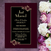 Just Married Black Burgundy Gold Hochzeit Empfang