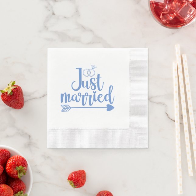 Just Married Blue Serviette (Beispiel)