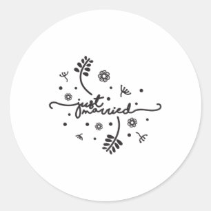 Just Married Blume Briom Groom Honeymoon Geschenke Runder Aufkleber