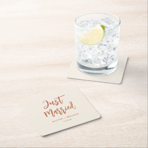 Just Married Boho Wüste Hochzeitsempfang Rechteckiger Pappuntersetzer