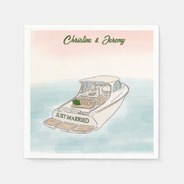 Just Married Bootcocktail Serviette