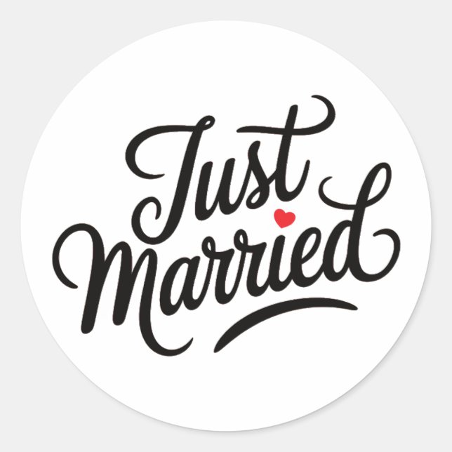 Just Married Bridal Runder Aufkleber (Vorderseite)