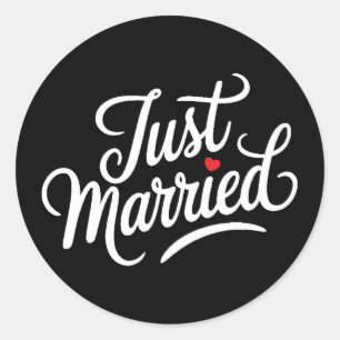 Just Married Bridal Runder Aufkleber