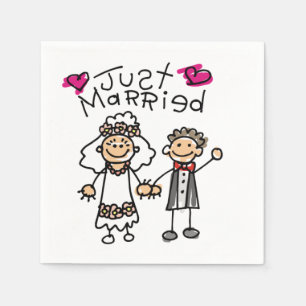 Just Married Bride Groom Serviette