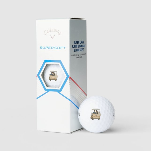'Just Married' Bridge and Groom in a Golf Cart Golfball (Verpackung)
