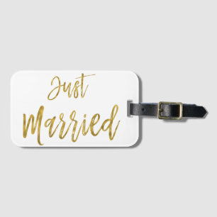 Just Married Bridge Gold Foil Gepäcktasche Tag Gepäckanhänger