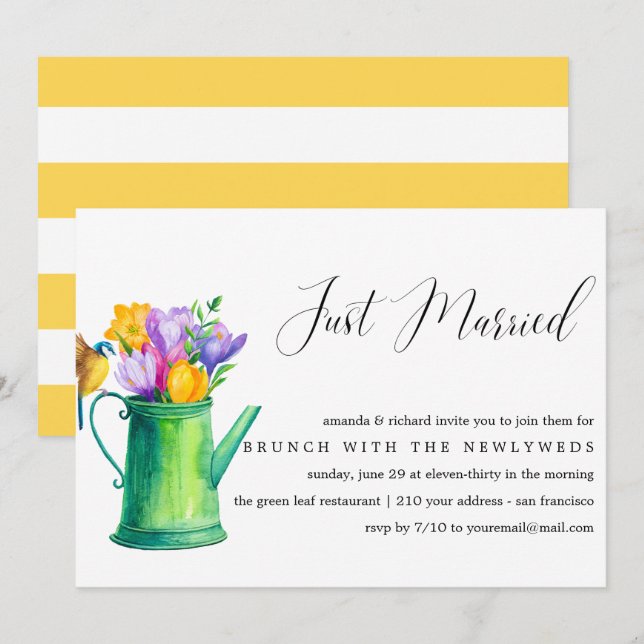 Just Married Bunch Blume nach Hochzeitsfeier Einladung (Vorne/Hinten)