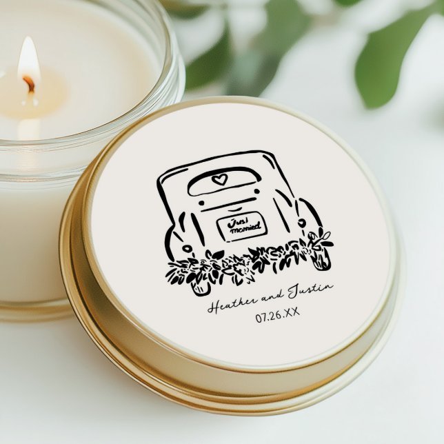 Just Married Car Custom Wedding Liebhaber Runder Aufkleber (Von Creator hochgeladen)