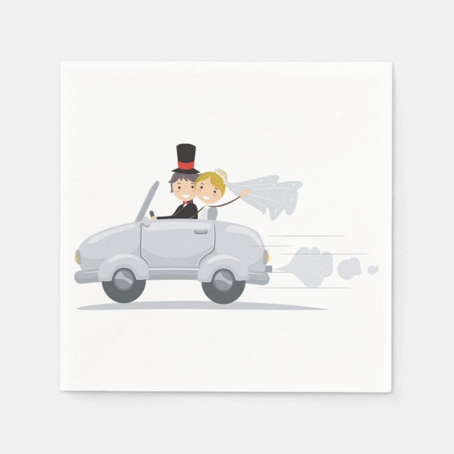 Just Married Car Paper Napkins Serviette (Vorderseite)