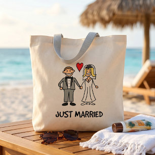 Just Married Cartoon Tragetasche