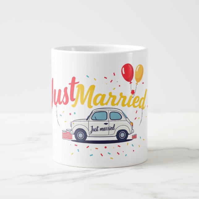 Just Married Celebration Design Tasse (Vorderseite)