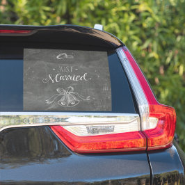 Just Married Chalkboard Hochzeiten Rings and Bells Aufkleber