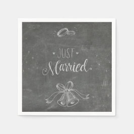 Just Married Chalkboard Hochzeiten Rings and Bells Serviette