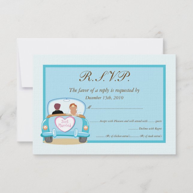 Just Married Classic Car Wedding RSVP (Vorderseite)