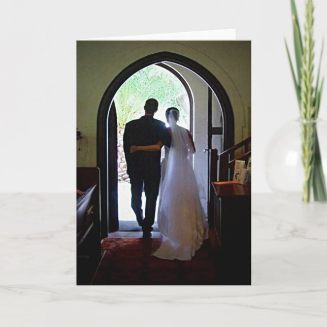 Just Married Couple Verlassend Church Grußkarte Karte (Vorderseite)