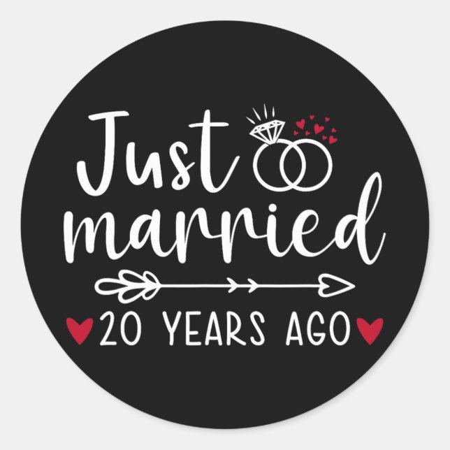 Just Married Couples Funny Husband Ehefrau 20. Ann Runder Aufkleber (Vorderseite)