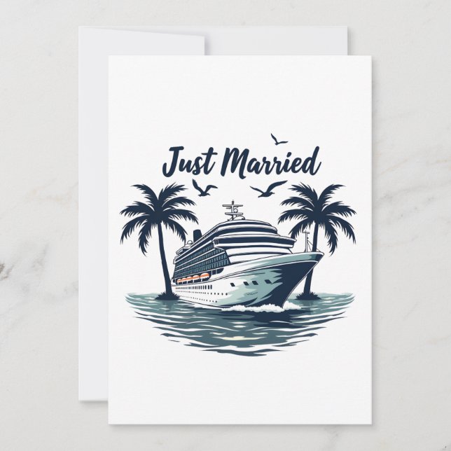 Just Married Cruising Summer Wedding Husband Ehefr Dankeskarte (Vorderseite)