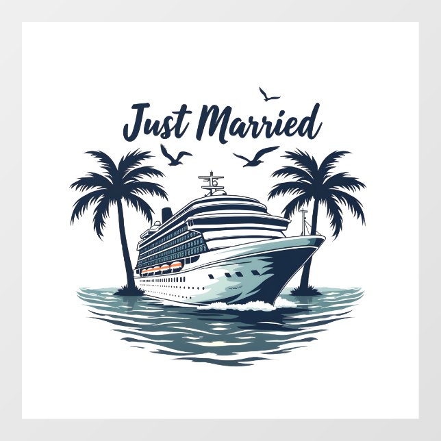 Just Married Cruising Summer Wedding Husband Ehefr Fensteraufkleber (Blatt)