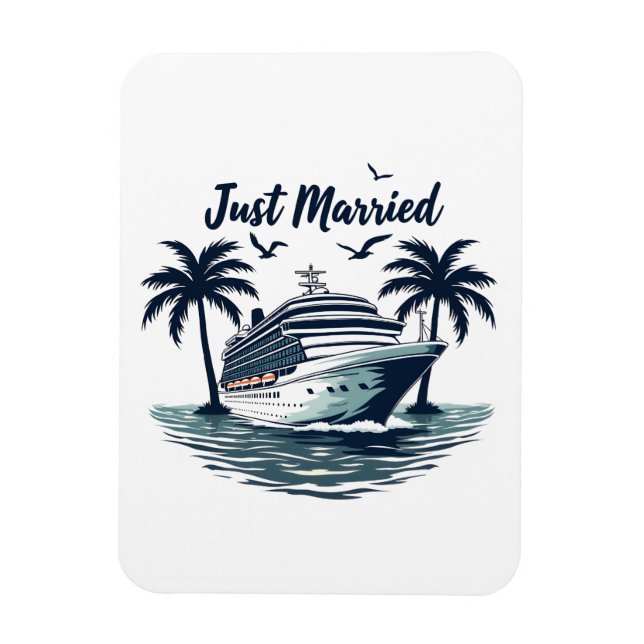 Just Married Cruising Summer Wedding Husband Ehefr Magnet (Vertikal)