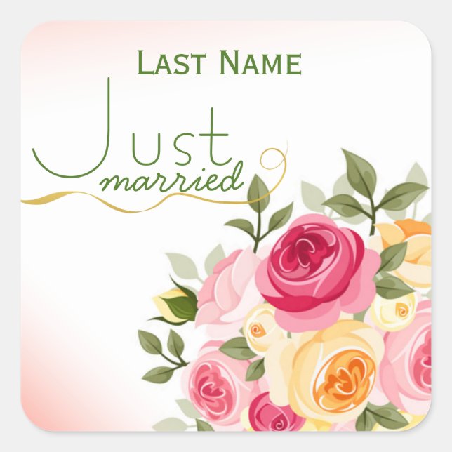 Just Married Custom Enveloper Stickers (Vorderseite)