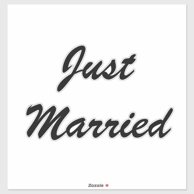 Just Married Custom Script Text Wededs Aufkleber (Blatt)