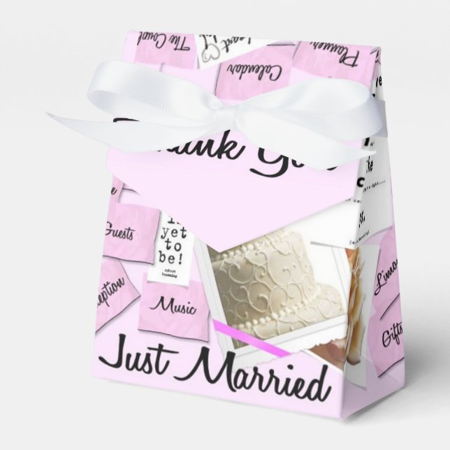 Just Married Dankes Gastgeschenk Hochzeit Box Geschenkschachtel (Vorderseite)