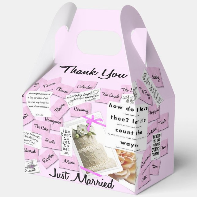 Just Married Dankes Gastgeschenk Hochzeit Box Geschenkschachtel (Vorderseite)